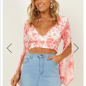 NWT Red and white crop top